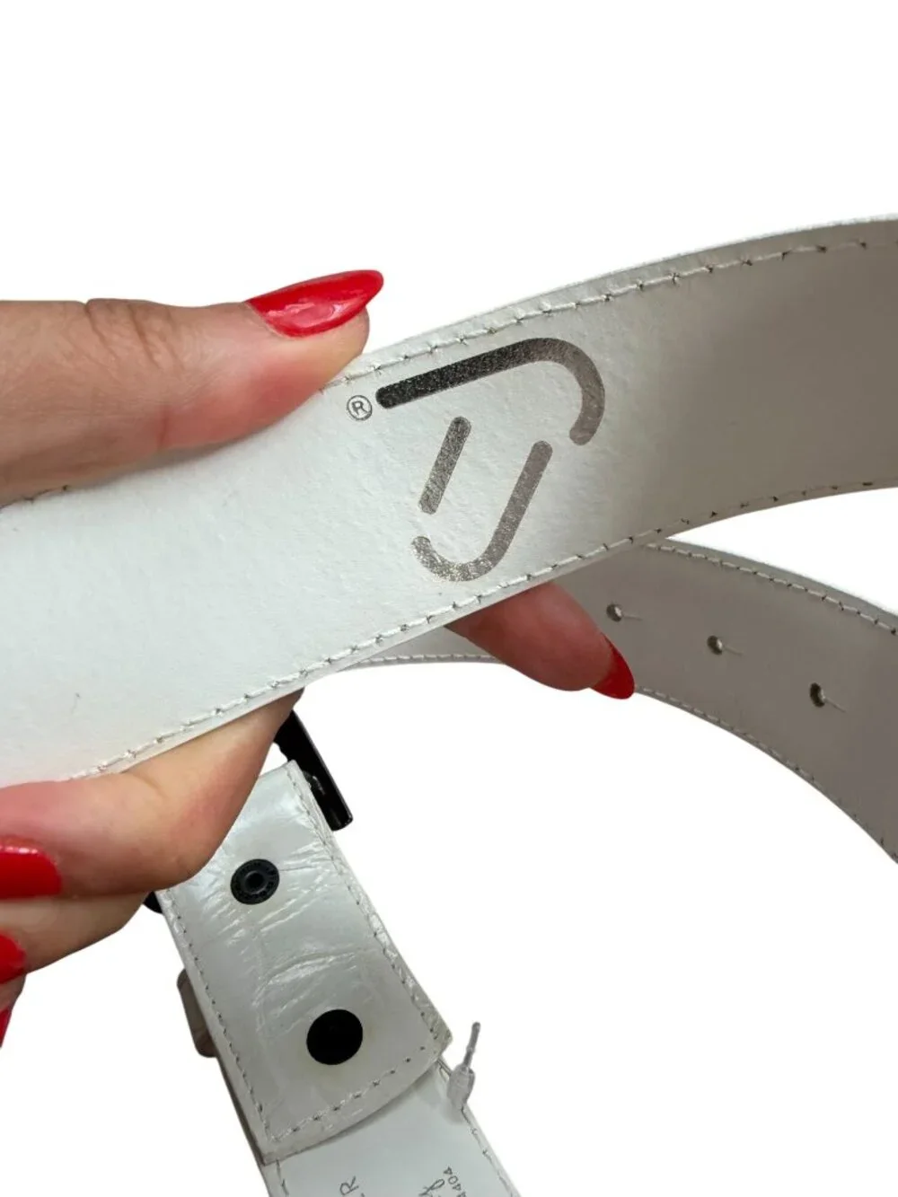 DIESEL Men’s White Leather Belt Size 34 Mens Accessory
